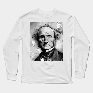 John Stuart Mill Black And White Portrait | John Stuart Mill Artwork Long Sleeve T-Shirt